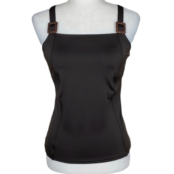 Lands' End Brown Slimming Tankini Swim Top